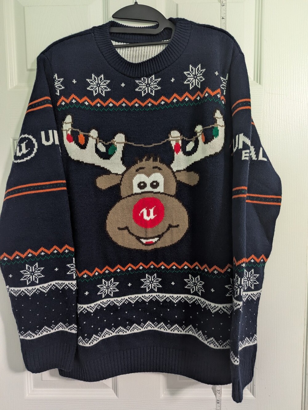 Unreal Engine Men's Navy Holiday Reindeer Sweater